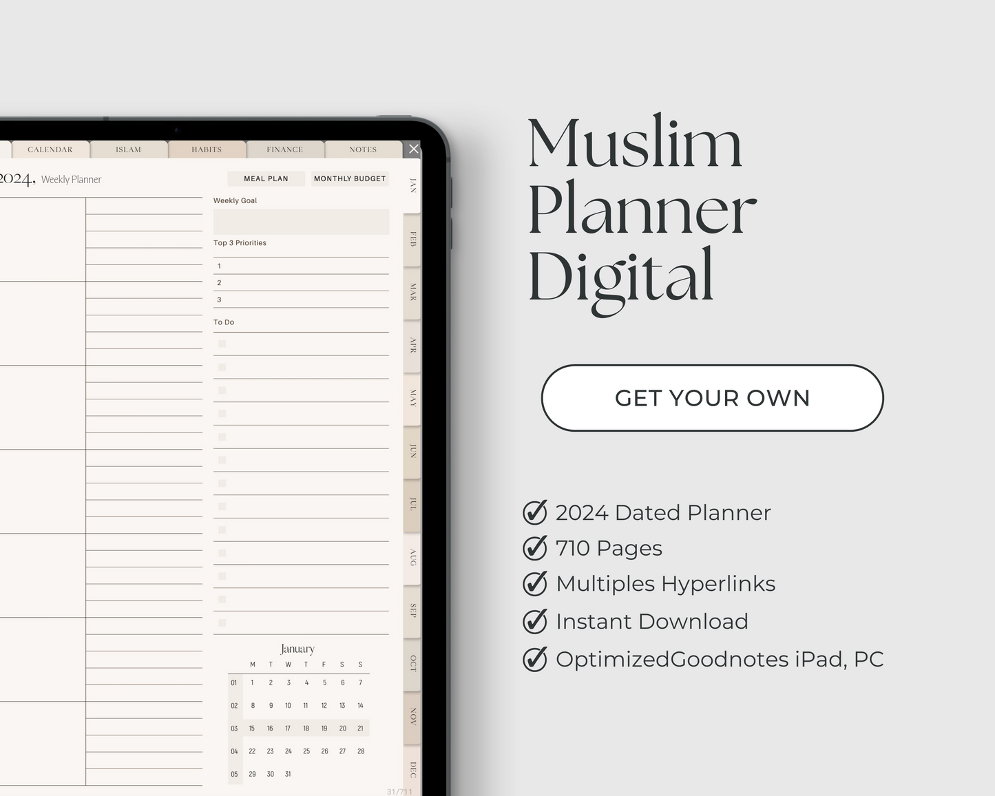 2024 Muslim Digital Planner Beige