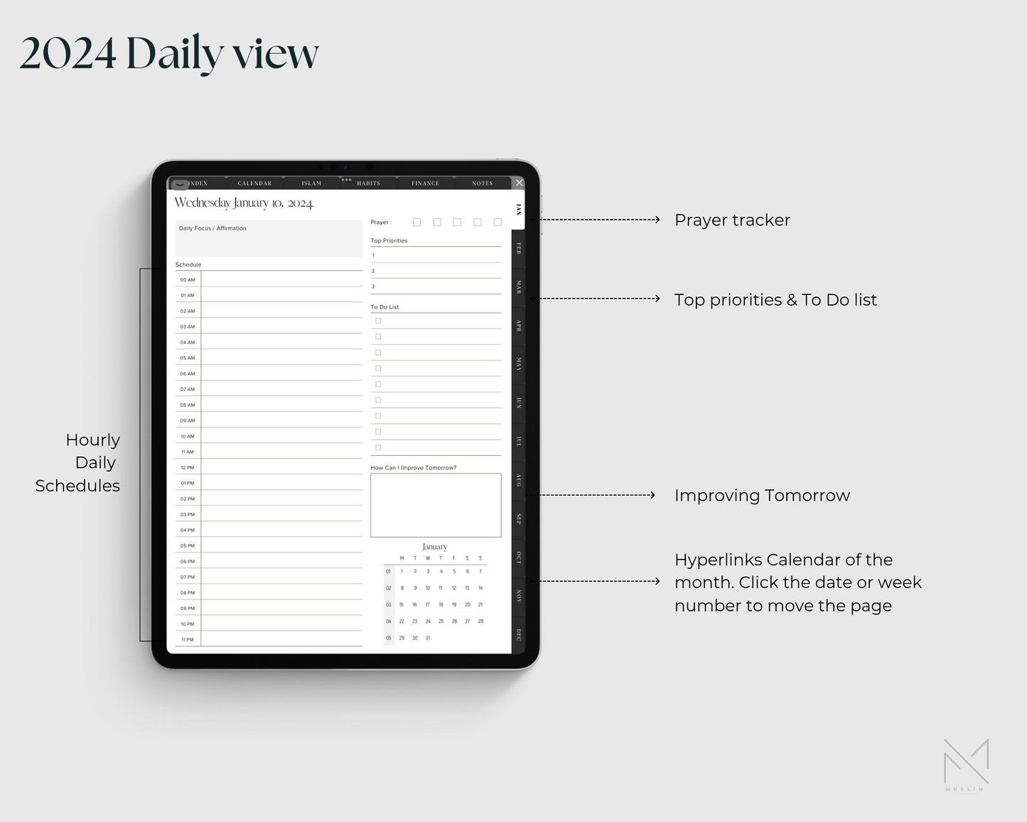 2024 Muslim Digital Planner Dark