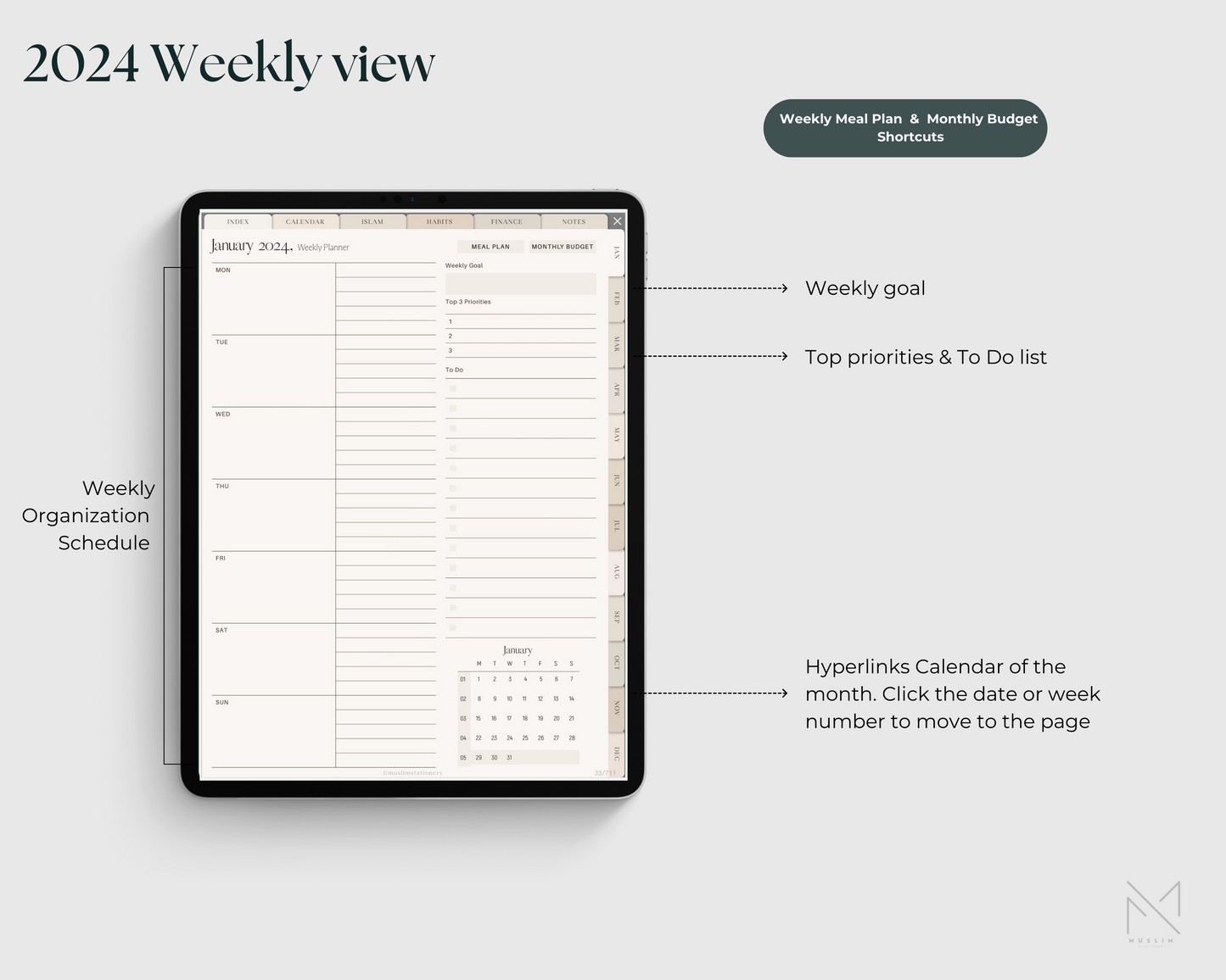 2024 Muslim Digital Planner Beige