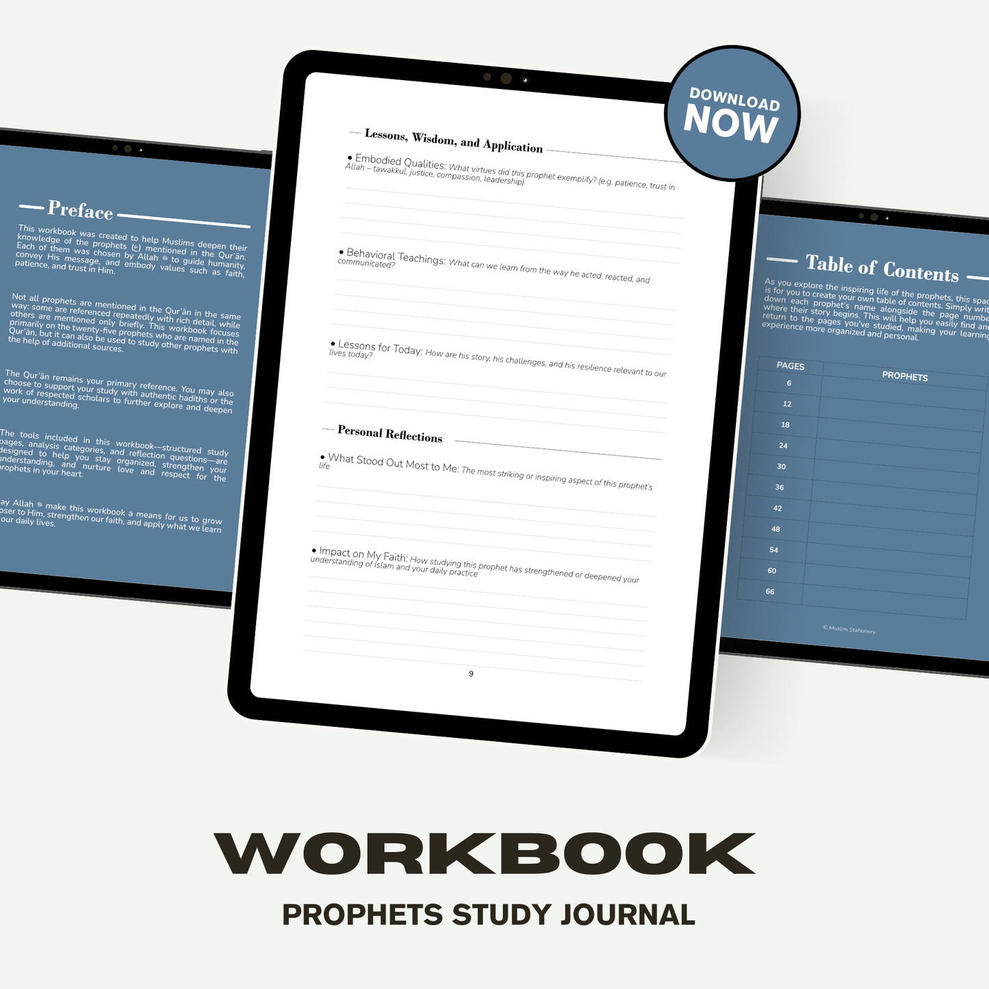 Prophets Study Journal | Guided Islamic Workbook | Prophets Study Guide | Islamic Exercise Book | Muslim Homeschool Resource